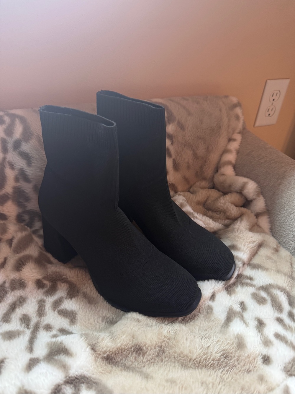 MIA brand Black Sock Booties with Block Heel - Women's size 7.5